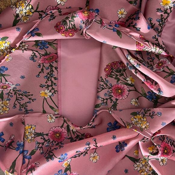 Forgotten Grace Satin Midi Skirt Pink Mauve Floral Print Size M - Picture 7 of 7